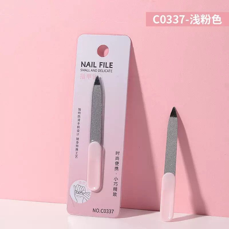Reuseable Stainless Nail File, color: Pink