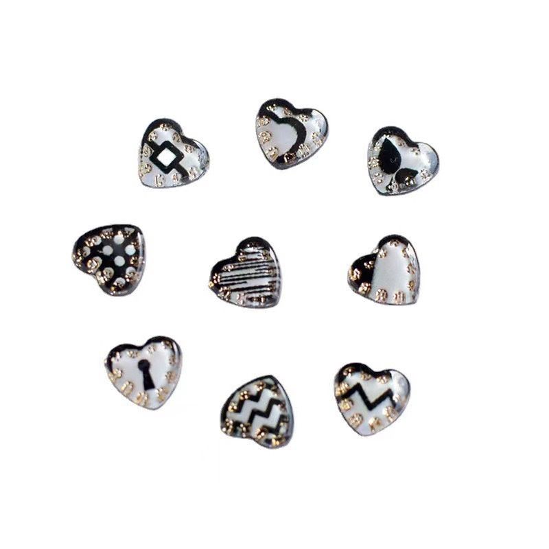 3D Crystal Heart Nail Charms 5pcs