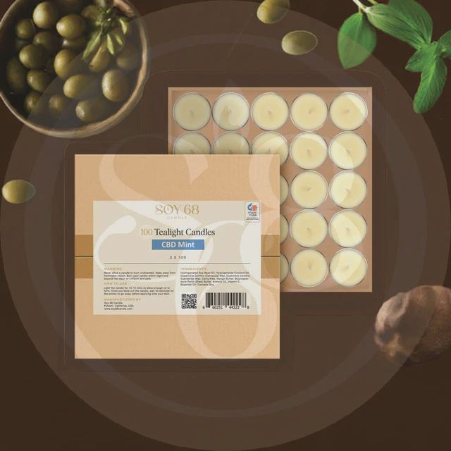 Soy 68 Massage oil Candle 0.5oz (100pcs/Box), Fragrance: CBD Mint