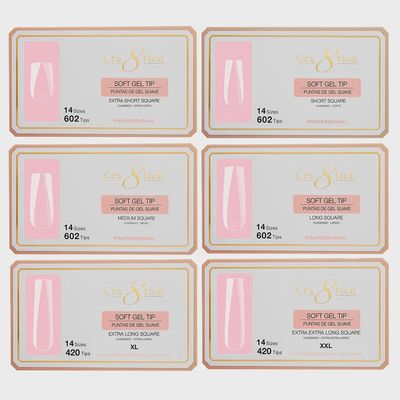 Cre8tion Soft Tips 14 Sizes - Square