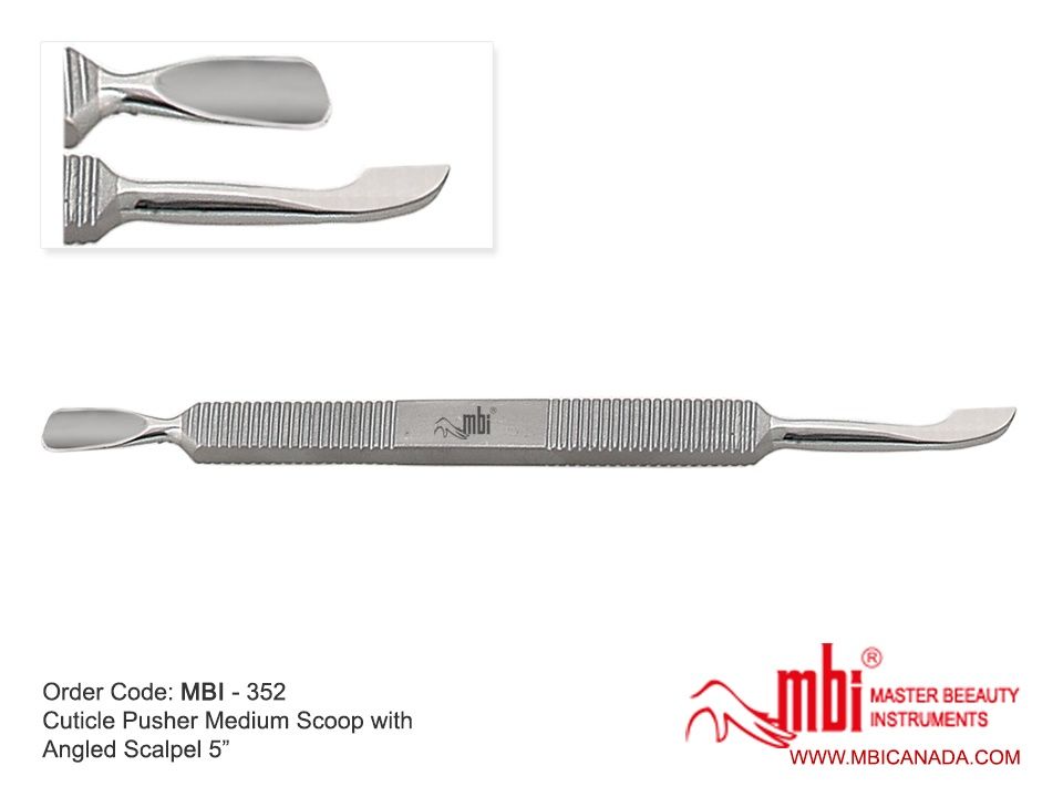 MBI-352 Cuticle Pusher Medium Scoop With Angled Scalpel