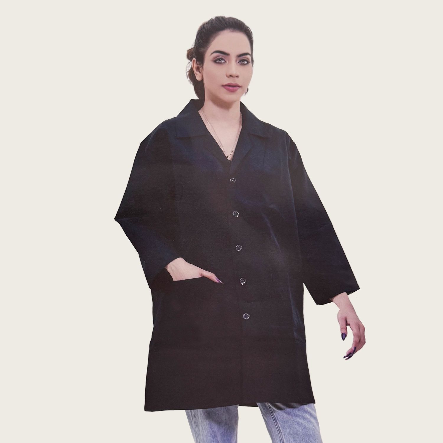 Silver Star Lab Coat Black SS-004