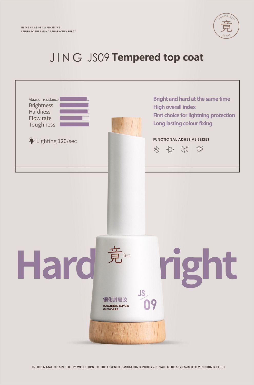 JING JS09 Stain Resistant Top Gel 16ml 钢化封层胶