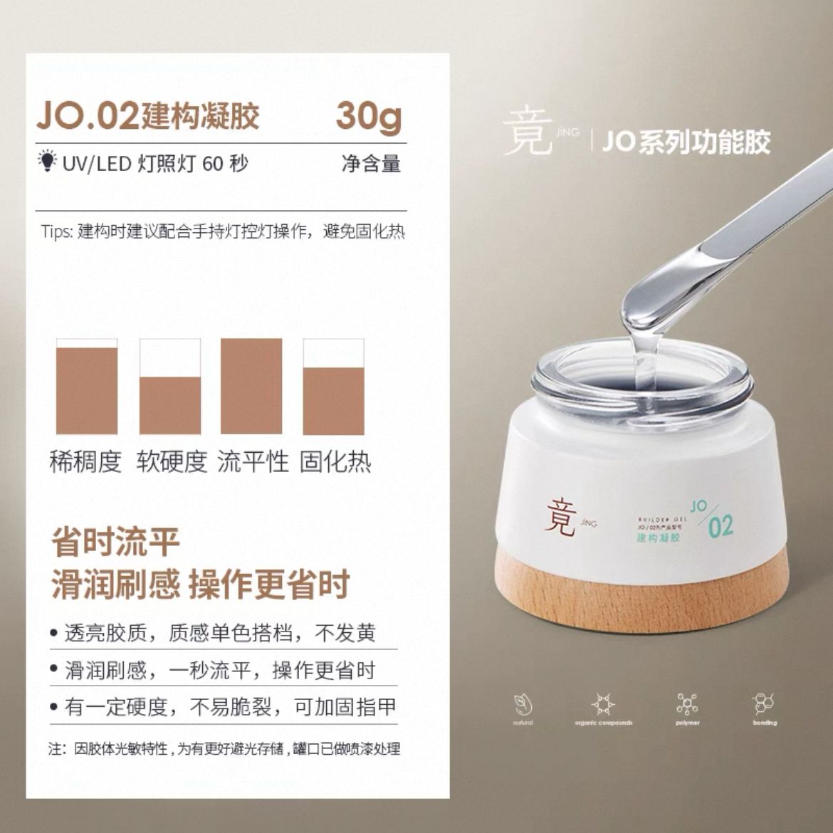 JING JO02 Overlay Builder Gel Jar 30g 建构凝胶