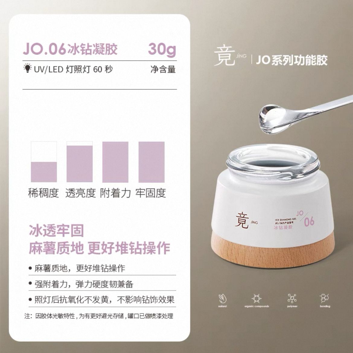 JING JO06 Rhinestone Glue Gel Jar 30g 冰钻凝胶