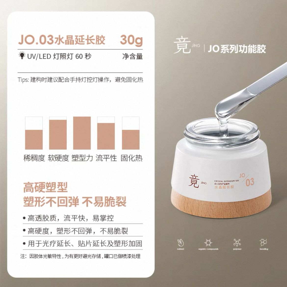 JING JO03 Classic Builder Gel Jar Clear 30g 水晶延长胶