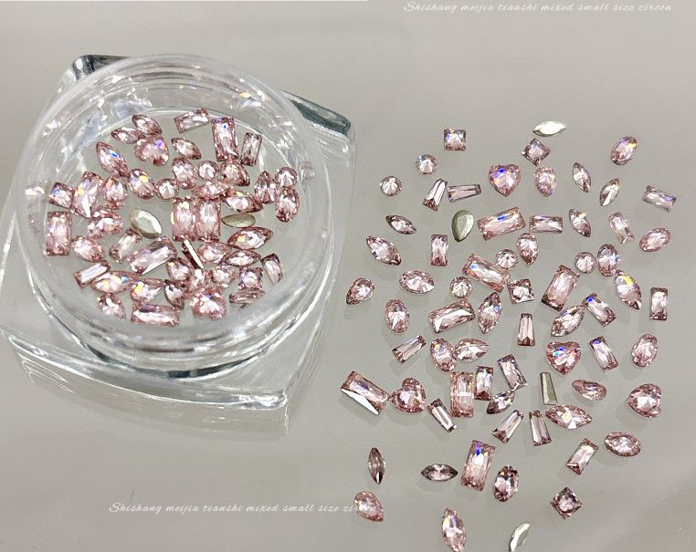 Mini  Rhinestone - 50pcs/Jar, color: Pink