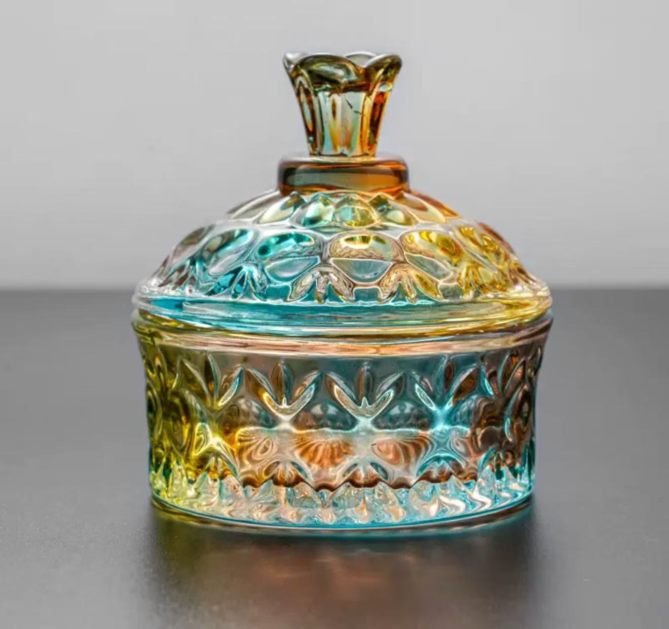 Octagonal Glass Jar with Glass Lid