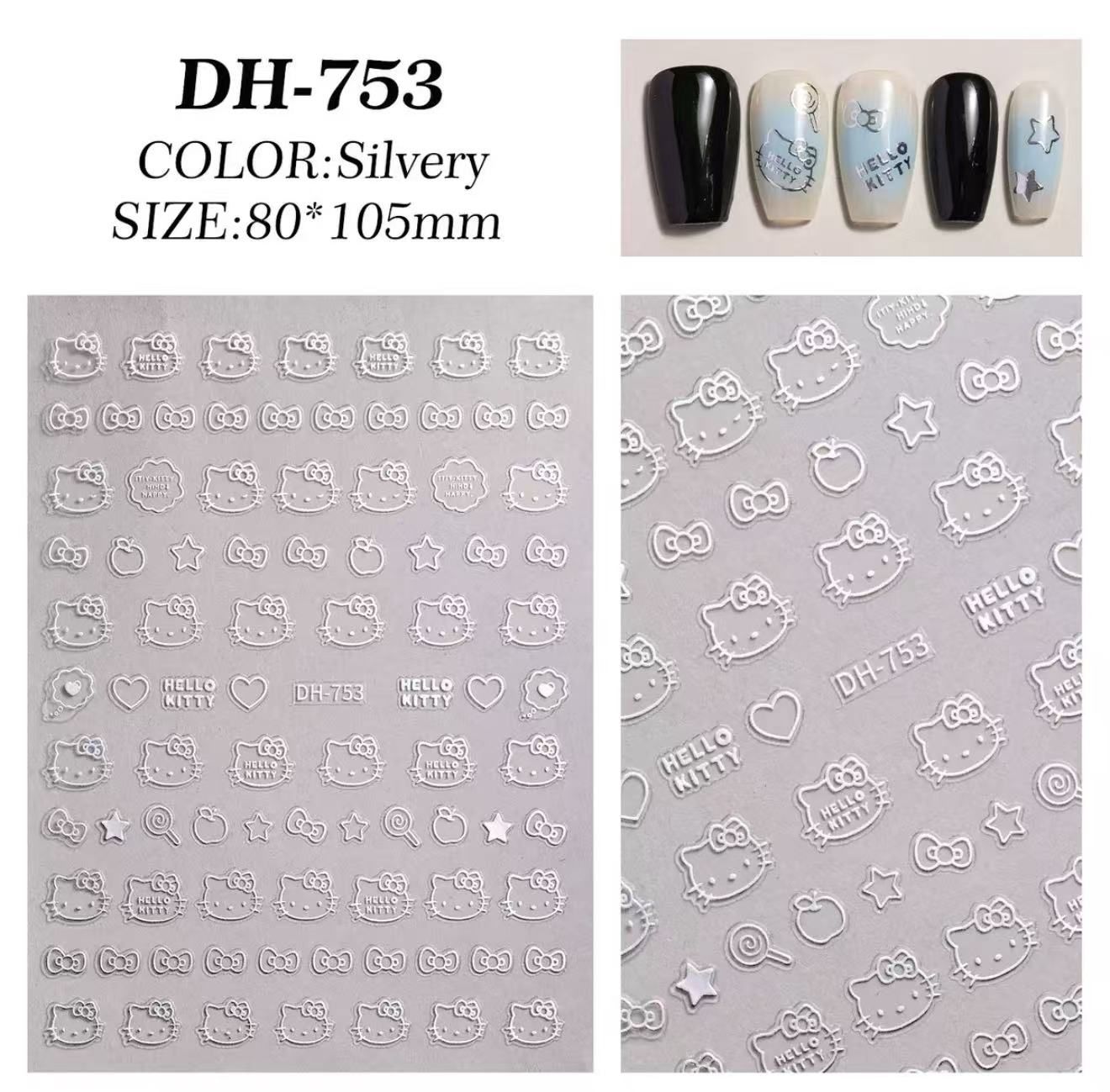 Nail Stickers - DH 753 Silver