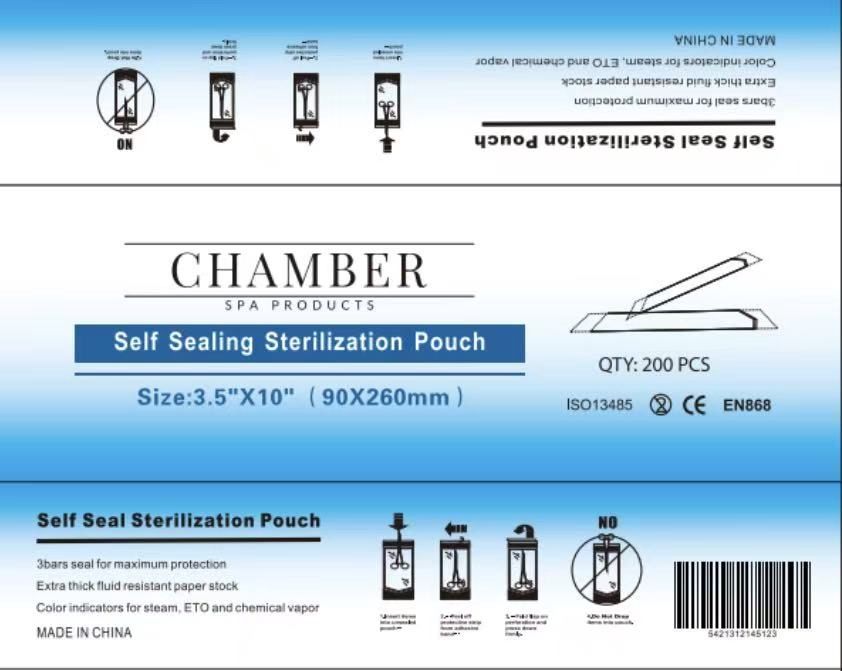 Chamber Sterilization Pouch 3.5&#39;&#39; x10&#39;&#39; 200pcs/box