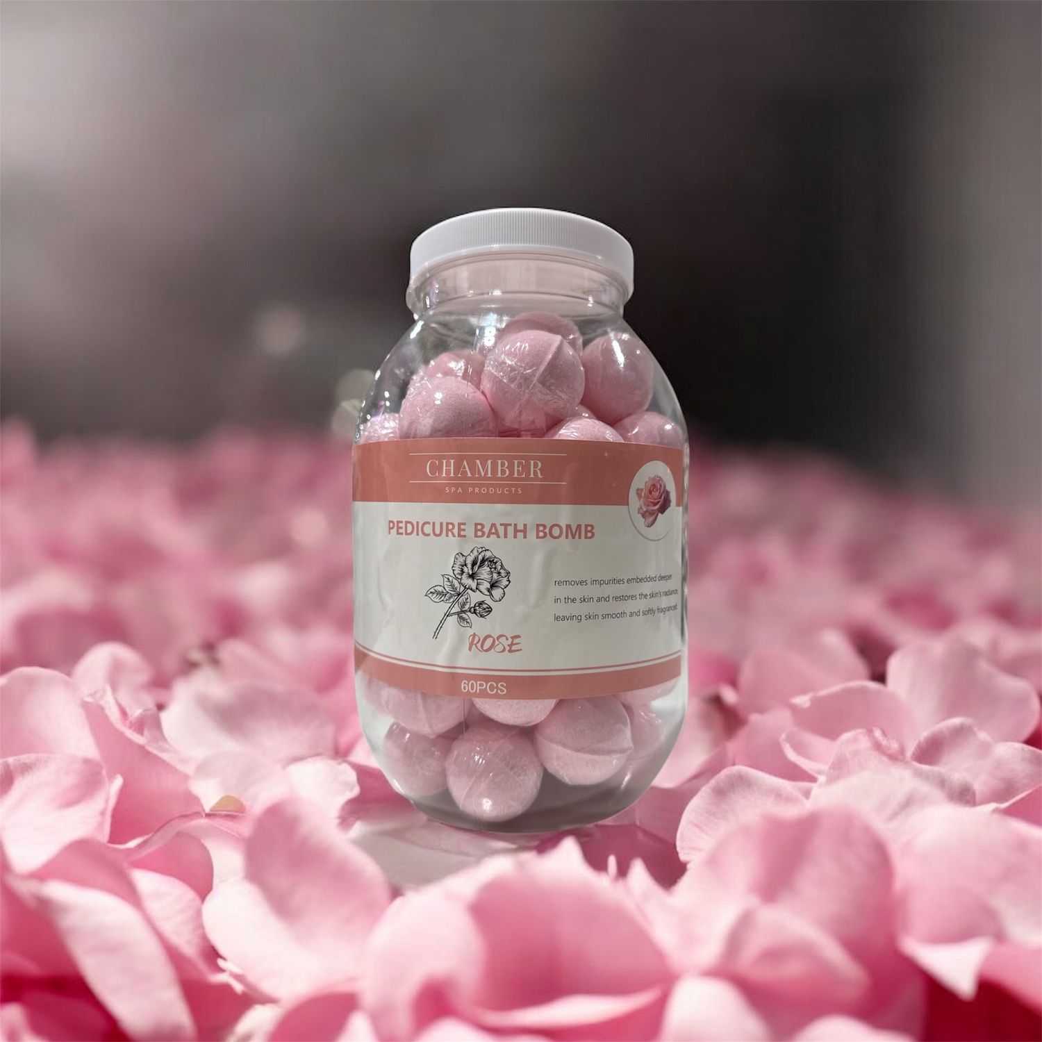 Chamber Bath Bomb (60pcs/Can), Fragrance: Rose