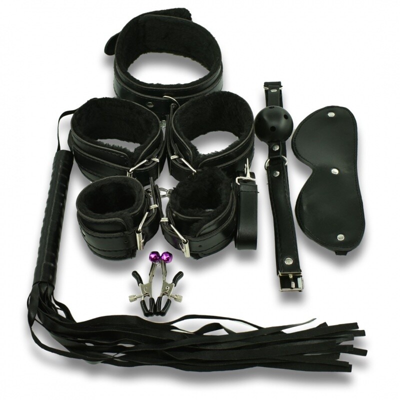 BDSM Restraint Me Set 7 Stuks Zwart Schuldig Speelgoed