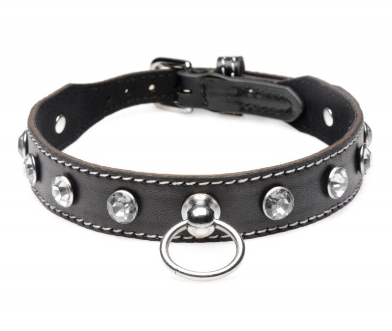 Diamanten Choker Met O-Ring - Zwart