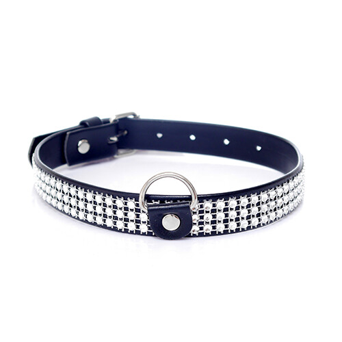 Fetish Boss Series Kraag met kristallen 2 cm zilver
