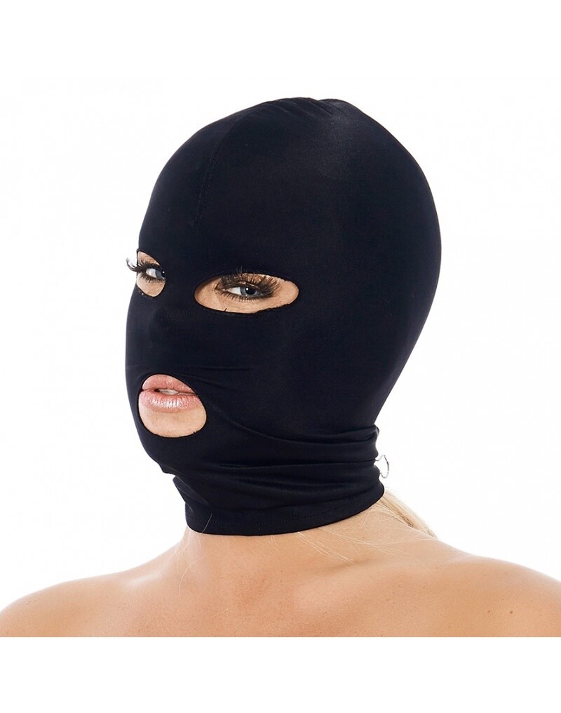 HOOFDMASKER UIT ELASTISCHE STOF MET OGEN EN MOND OPEN