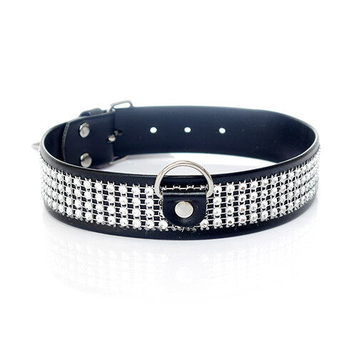 Fetish Boss Series Kraag met kristallen 3 cm zilver