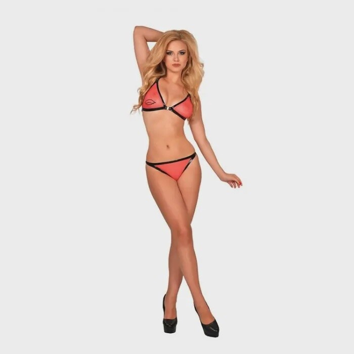GP BEDRUKT DATEX BH en ampPANTY SET ROOD