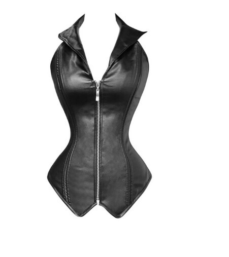 Lederen Zwarte Rits Bovenborst Corset Private Collectie
