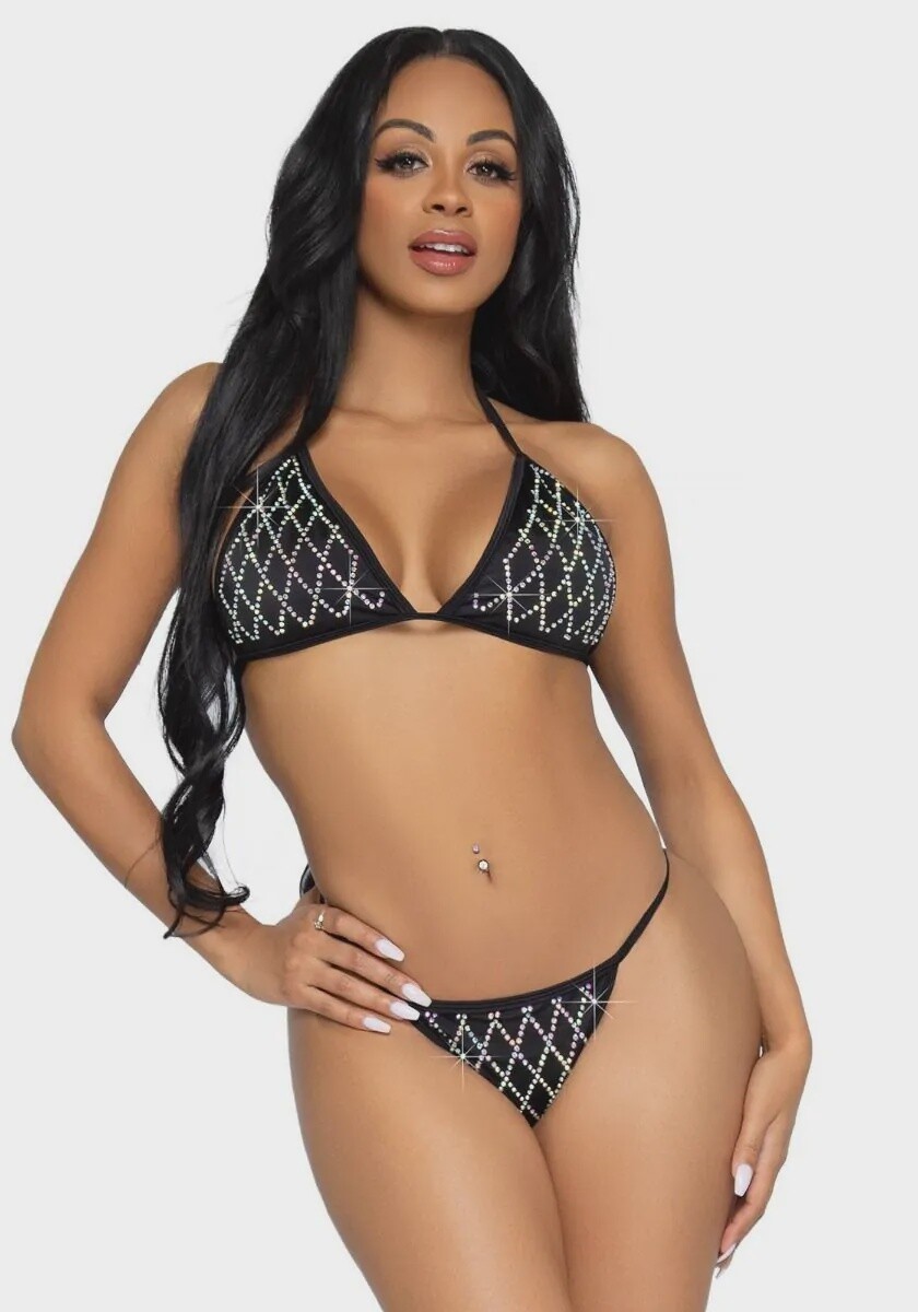 Leg Avenue Leg Avenue Bikini set Domino Zwart