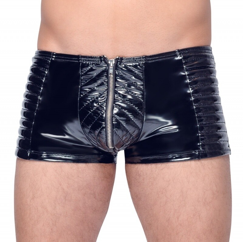 inyl Lak Wetlook Shorts met Gewatteerde Stiksels