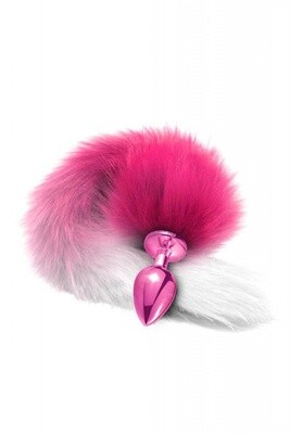 NIXIE METALEN BUTTPLUG MET OMBRE STAART, ROZE METALLIC