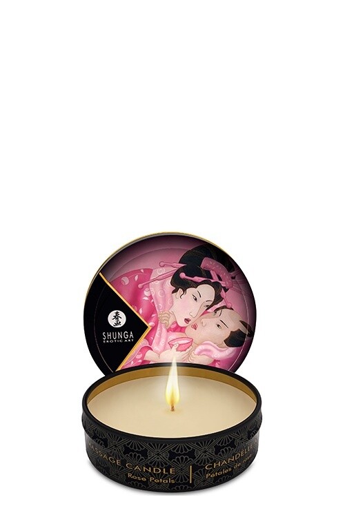 MASSAGE KAARS ROSE BLOEMBLAADJES 30ML