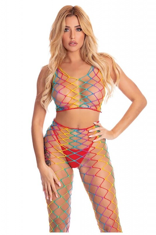 ROY G. BIV 2PC BODYSTOCKING REGENBOOG, OS