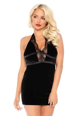 Velvet backless halter dress