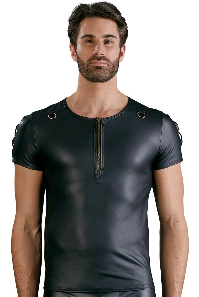 Wetlook Shirt met Rijgveters en O-ringen