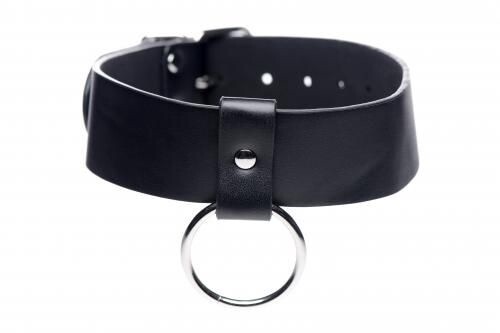 ZWARTE VEGAN HALSBAND MET RING