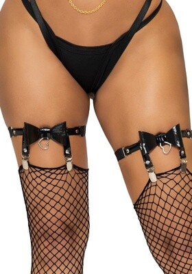 Vegan leather tigh high garte Zwart