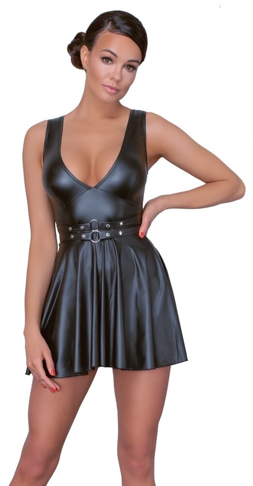 Wetlook Uitdagende Mini Jurk met Decollet en eacute