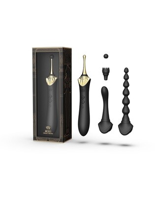 ZALO - BESS 2 - VERWARMENDE CLITORIS MASSAGER MET 4 OPZETSTUKKEN - ZWART