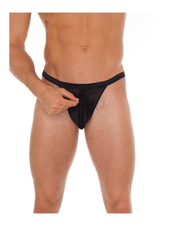 DOORZICHTIGE STRING MET RITSSLUITING ONE SIZE ZWART