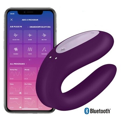 G-spot Vibrator Sex Toy For Couples Satisfyer Double Joy App Controlled Purple