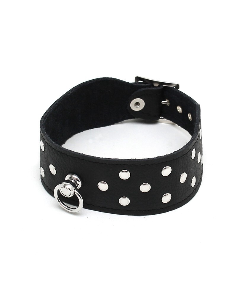 HALSBAND 4 CM BREED VERSIERD MET NIETEN
