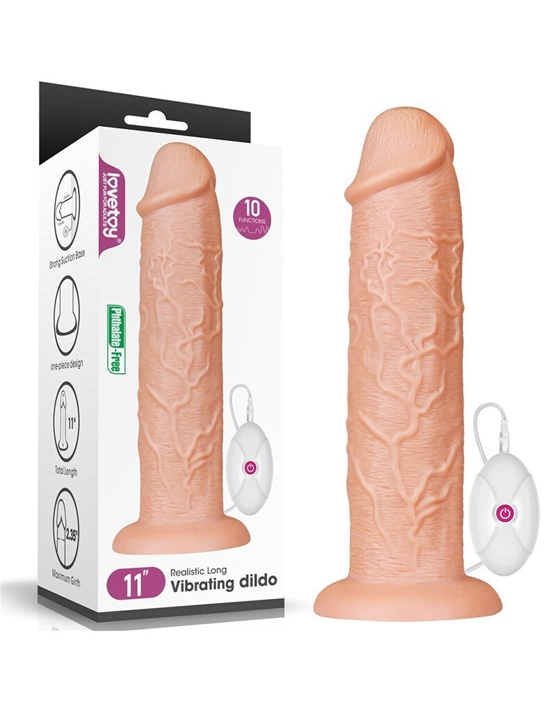 LOVE TOY  REALISTIC LONG VIBRERENDE DILDO 28 CM - NUDE
