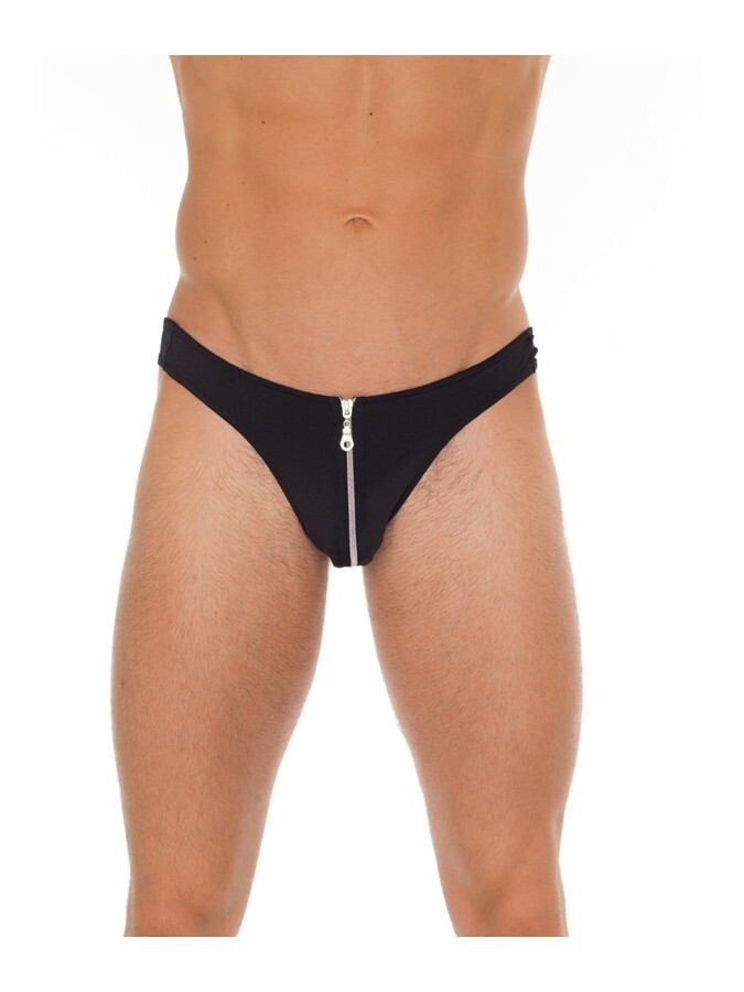 STRING MET RITSSLUITING - ONE SIZE - ZWART