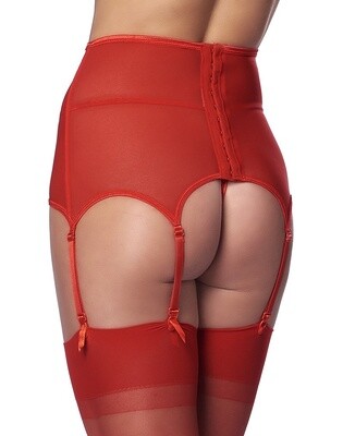 JARRETEL MET G-STRING EN KOUSEN ROOD