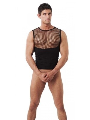 TANKTOP MET VISNET ZWART