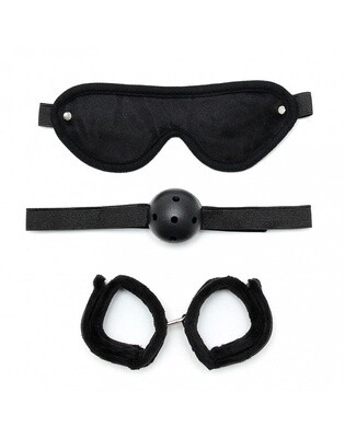 SOFT BONDAGE SET MET KLITTENBAND (3-DELIG)