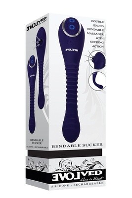 Evolved - Bendable Sucker - Silicone Rechargeable Double Ended Bendable Clitoral Massager with Sucking Action and Vibrator - Purple