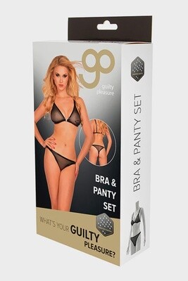 GP BEDRUKT DATEX BH  en amp PANTY SET ZWART