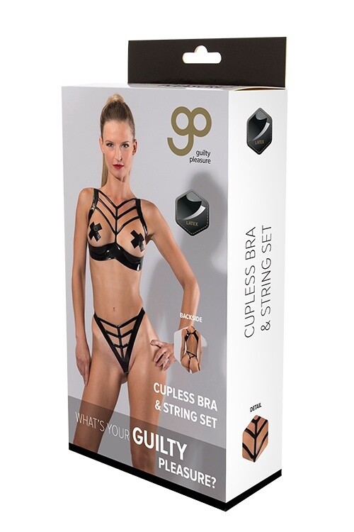 GP LATEX CUPLESS BRA  en amp STRING SET, M