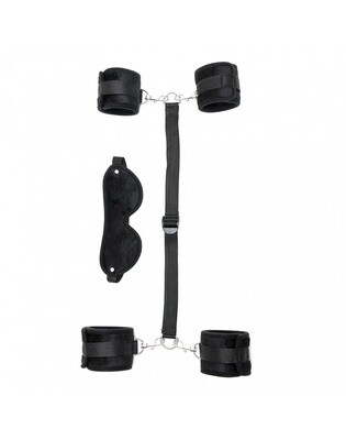 SOFT BONDAGE SET MET KLITTENBAND EN MASKER (6 DELIG)
