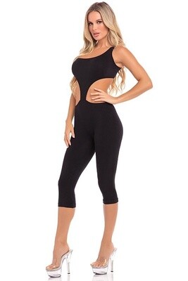 CROPPED CATSUIT MET ÉÉN SCHOUDER ZWART