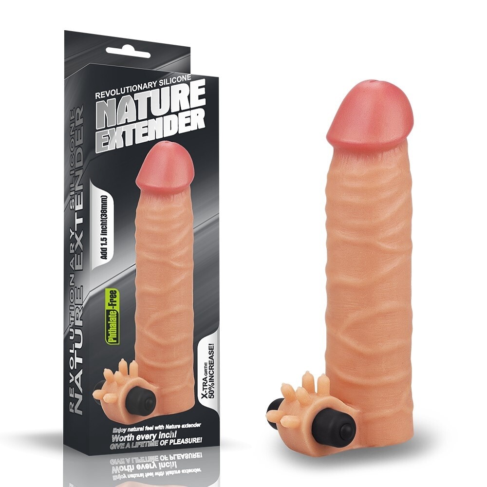 Revolutionaire Silicone Nature Extender + 1,5″ penisverlenging vibratie