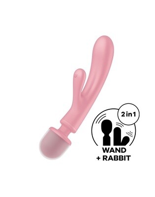 SATISFYER TRIPLE LOVER 2 IN 1 WAND AND RABBIT VIBRATOR PINK