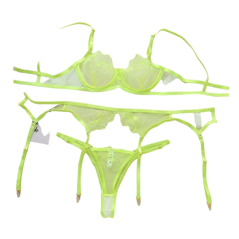 3 dlg Lingerie Set Private Collectie Geel Neon