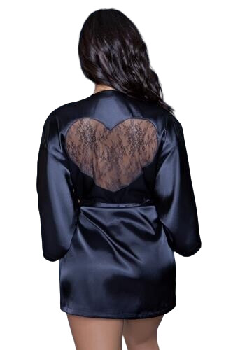 Amora Kimono Met Hart  en ndash Zwart